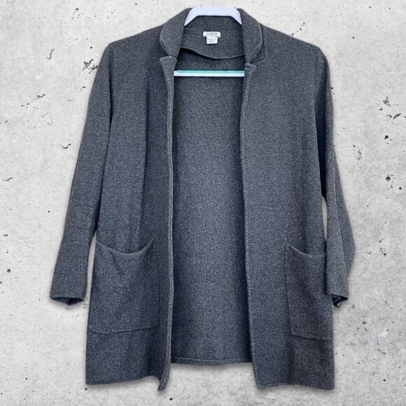 J.Crew Cardigan Sweater Open‎ Front Lightweight Patch Pockets Grey Women's Small - Picture 1 of 8